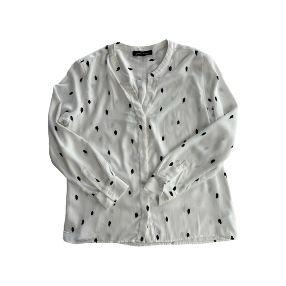 JASMINE & JULIANA White and Black Splodge Long Sleeves Blouse Size Large - Picture 6 of 13